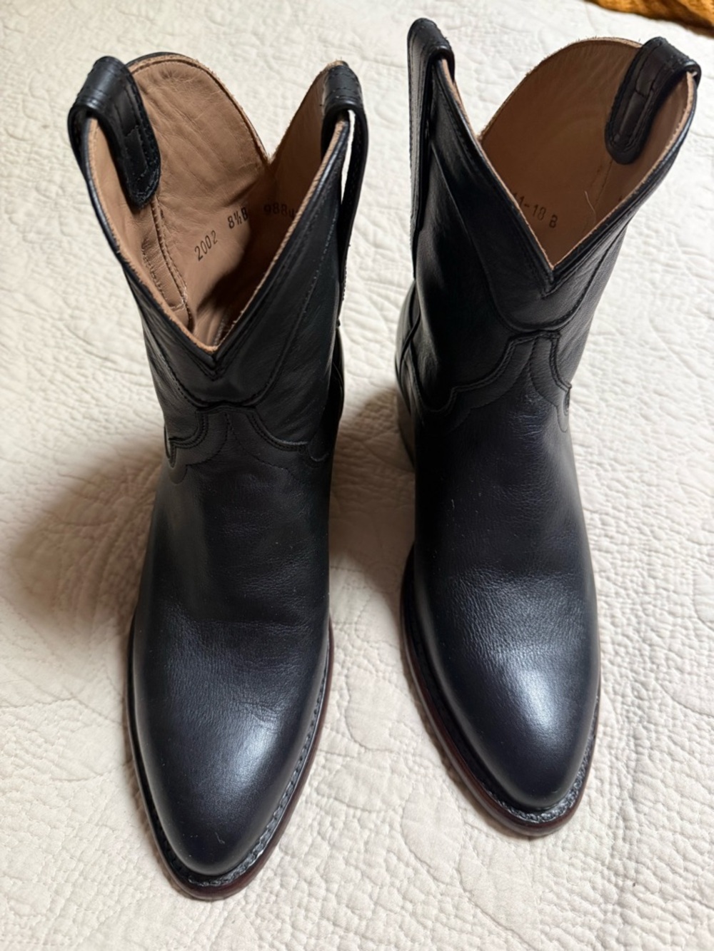 Classic Black Leather Western Boots - Womens